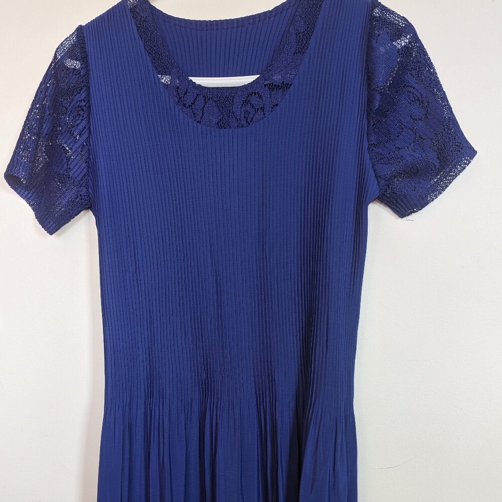 Blue pleated dress - Made in Korea